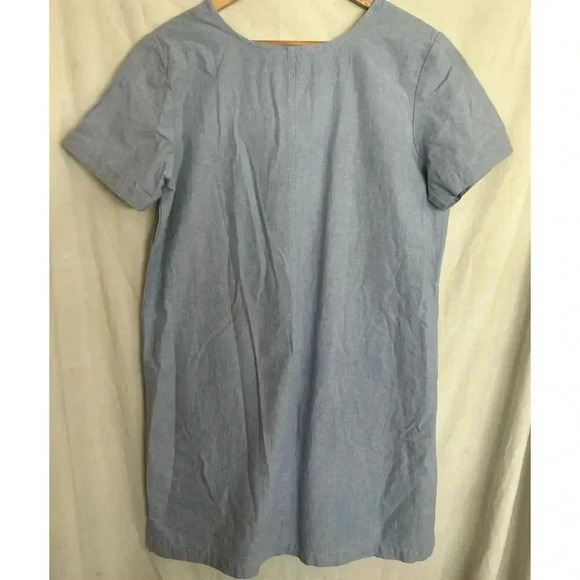 Vintage Embroidered Tropical Palm Short Sleeve Denim Blue J. Shift Dress Size M - Picture 3 of 10